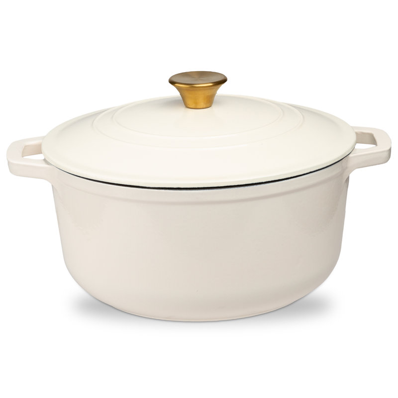 Ensemble de 2 cocottes en fonte émaillée Luxe Kitchen Essentials 6QT, Crème