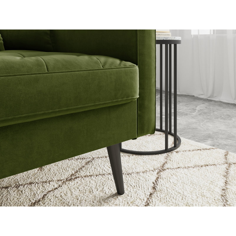 Urbano 58" Velvet Square Arm Pillow Back Sofa Loveseat, Olive Green Velvet