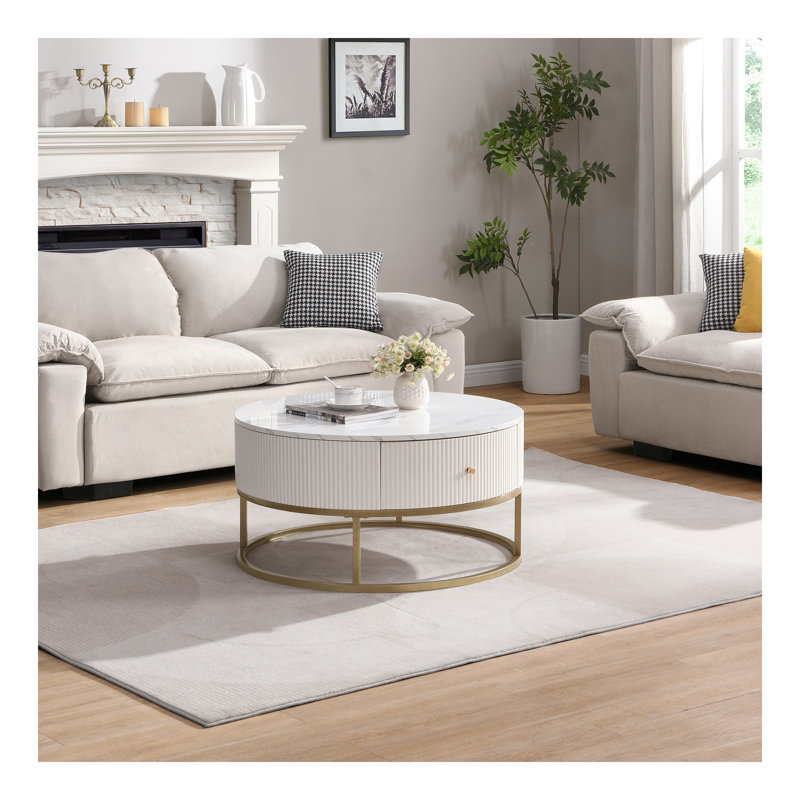 Table basse de 31,5 pouces avec tiroirs, table basse moderne avec rangement, table basse pour le salon