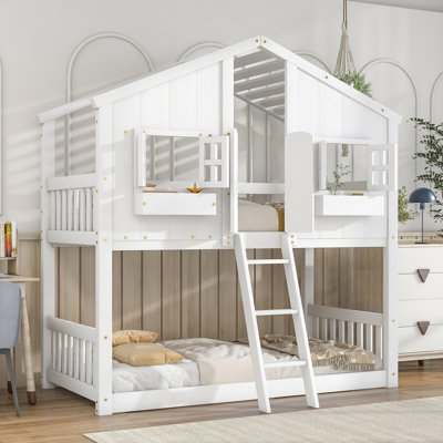 Lit superposé simple en bois de pin pour enfants