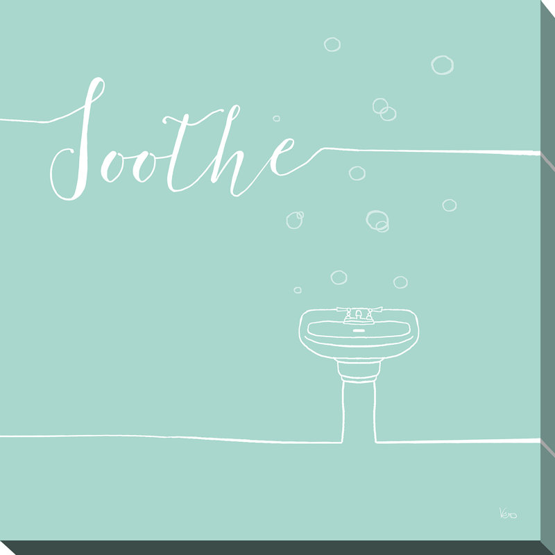 «Underline Bath VIII Teal», art textuel sur toile, H 18 po x l 18 po x P 1 po, Toile tendue