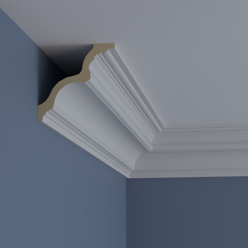 White Polyurethane Traditional Crown Moulding 94.5" Length
