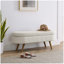 Banc de rangement repose-pieds ovale, pieds en bois d'hévéa (43,5 po x 16 po x 16 po)-1393115307