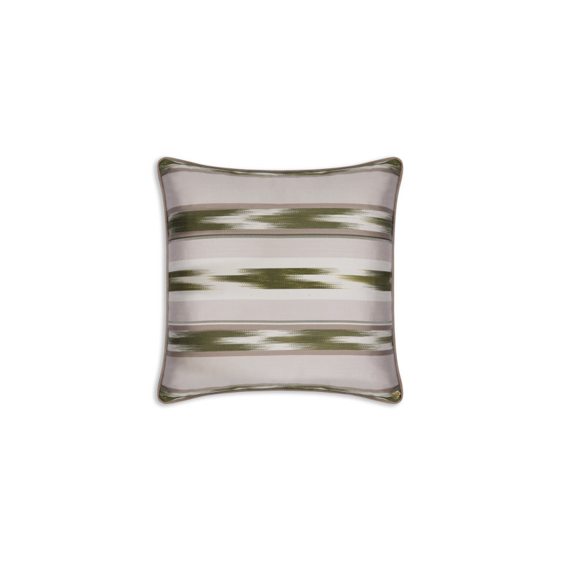 Kutnu Large Ikat Pattern Pillow, Olive