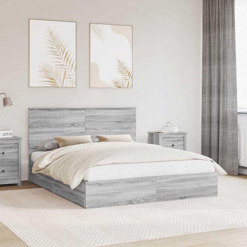 Bed, Grey Sonoma, European Kingsize (160 x 200 cm)