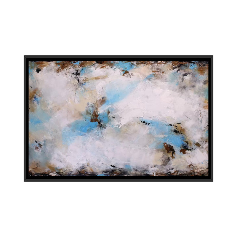 « blue harmonie », impression sur toile, Toile avec cadre noir, Pas de tapis, H 32 po x l 48 po x P 1,5 po