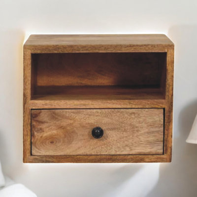 Solis 1-Drawer Oak-Ish Wall-Mounted Nightstand by Latitude Run