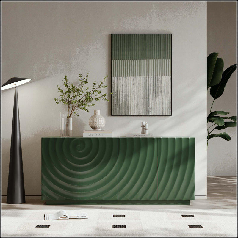 Buffet vert avec portes en spirale