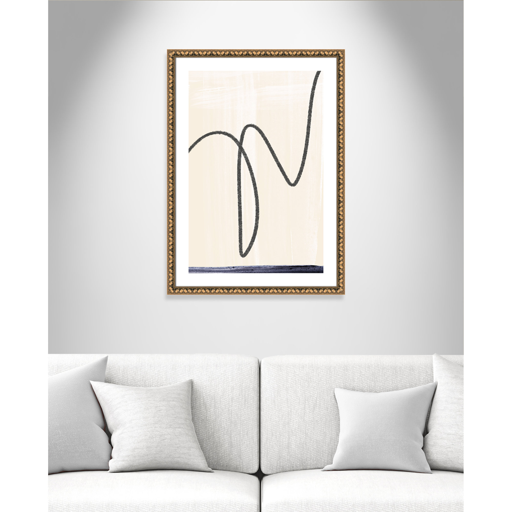 'Departured I' - Picture Frame Painting Print on Paper, 36.5" H x 26.5" W x 1.13" D, Gold Bead Framed Paper