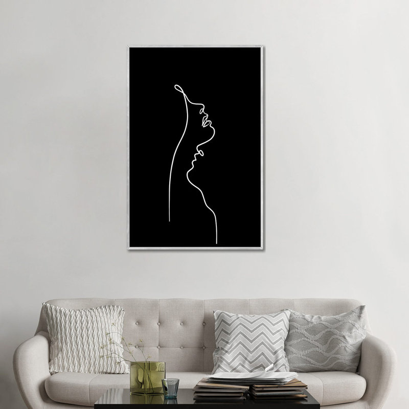 Impression de dessin « Lip like Compass-noir Edition » par Dane Khy, Silver Framed, Pas de tapis