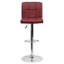 Tabouret de bar contemporain réglable en ajustable en vinyle matelassé avec base en chrome Ahlijah-29471283