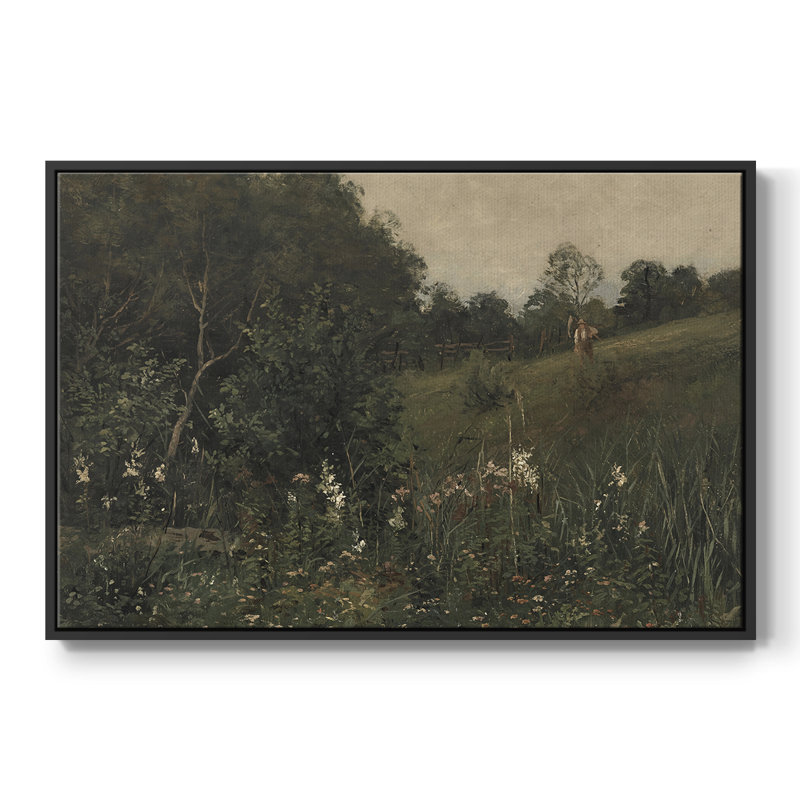 Paysage rétro - DLxx, H 27 po x l 41 po x P 2 po, Toile avec cadre flottant noir