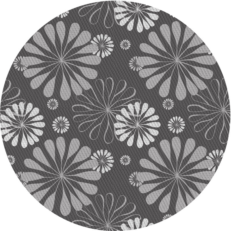 Tapis gris à motif floral Israël, Rond 6 pi
