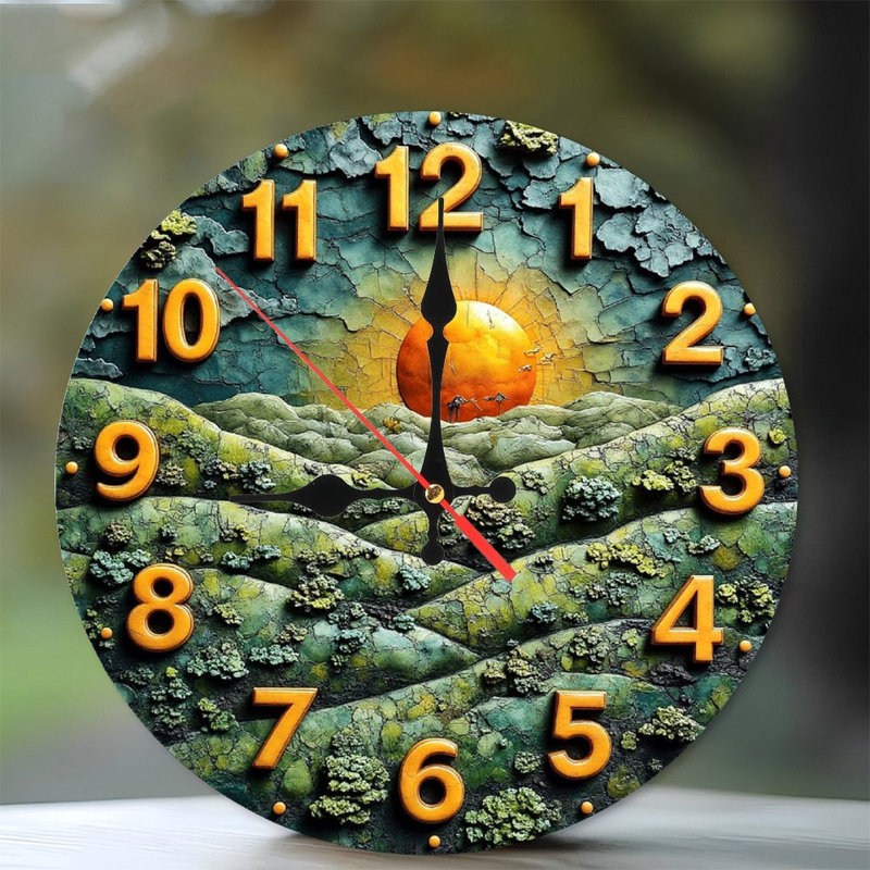 Sunset Landscape Wall Clock  Artistic Home Decor