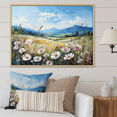 «White Wildflowers Mountain Charm II», reproduction sur toile