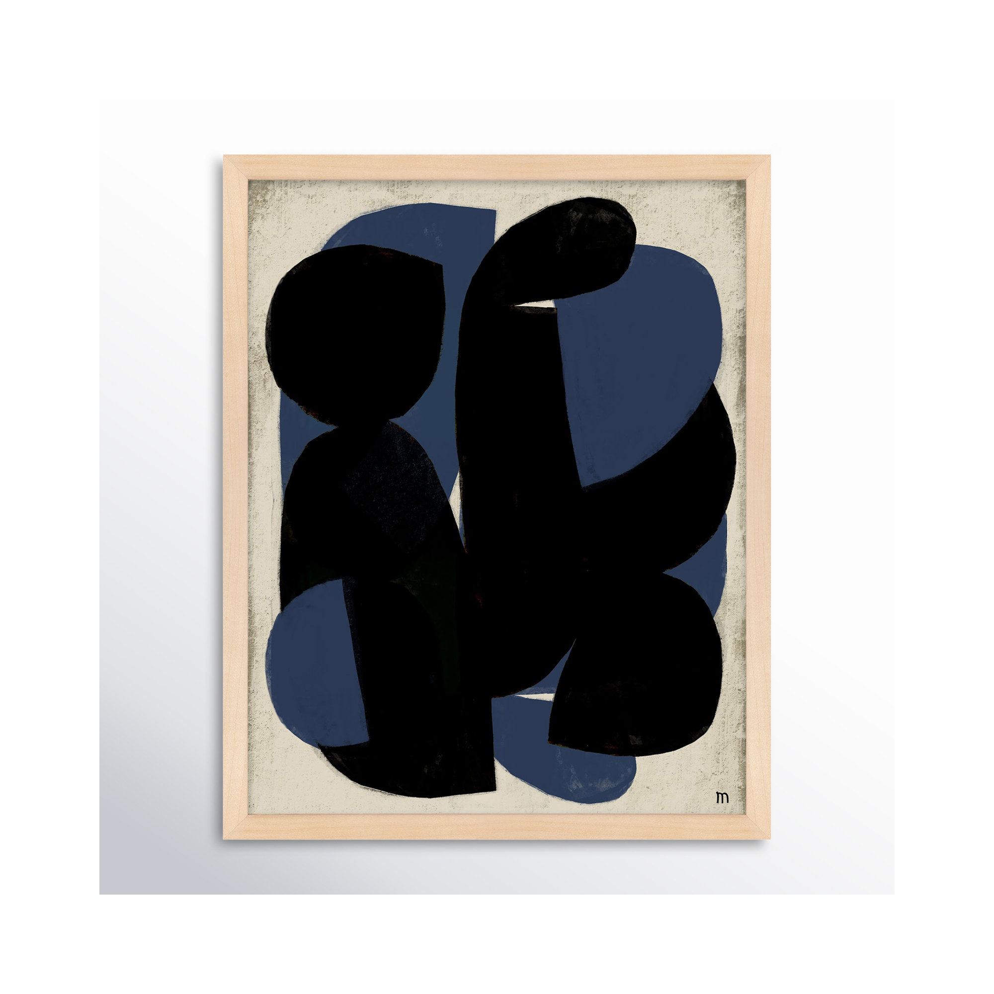 Blue Note by StudioM, Maple Framed Paper, 20" H x 16" W x 1.25" D