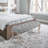Vintage Upholstered Button Tufted Bench Entryway Ottoman With Rubber Wood Legs For Dining Room Bedroom, Gray