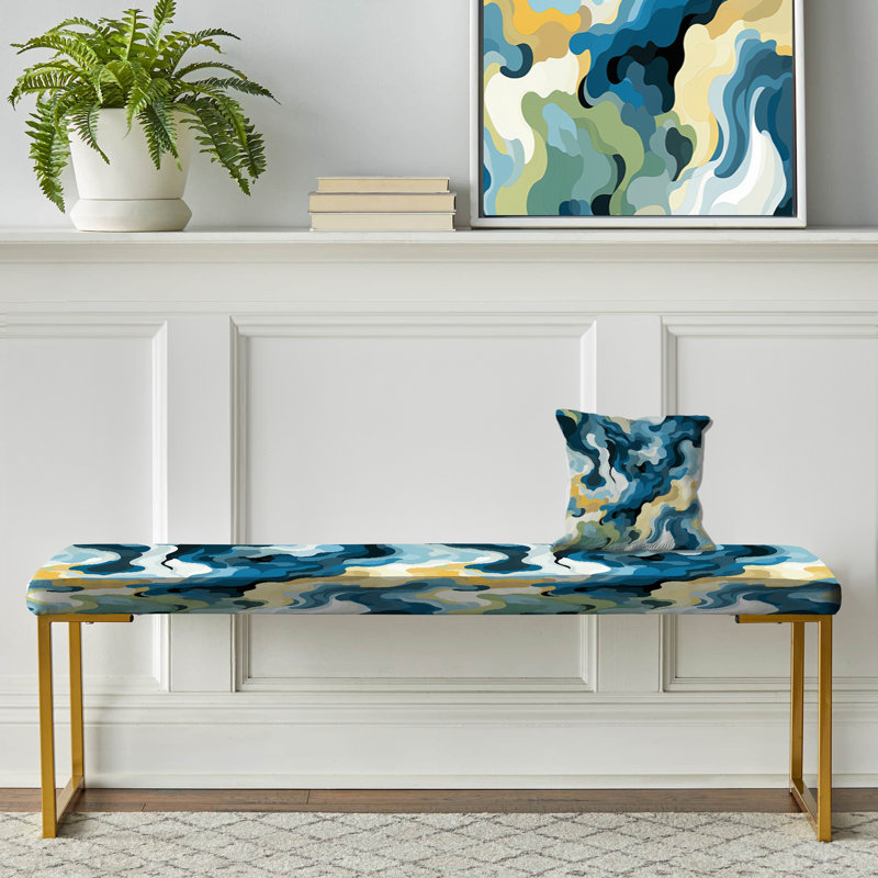 Banc rembourré or, Bleu camouflage bleu nomade