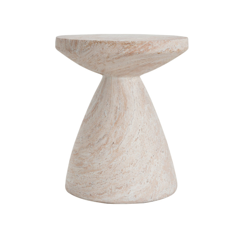 Table d'appoint d'extérieur / d'intérieur en béton léger, finition travertin