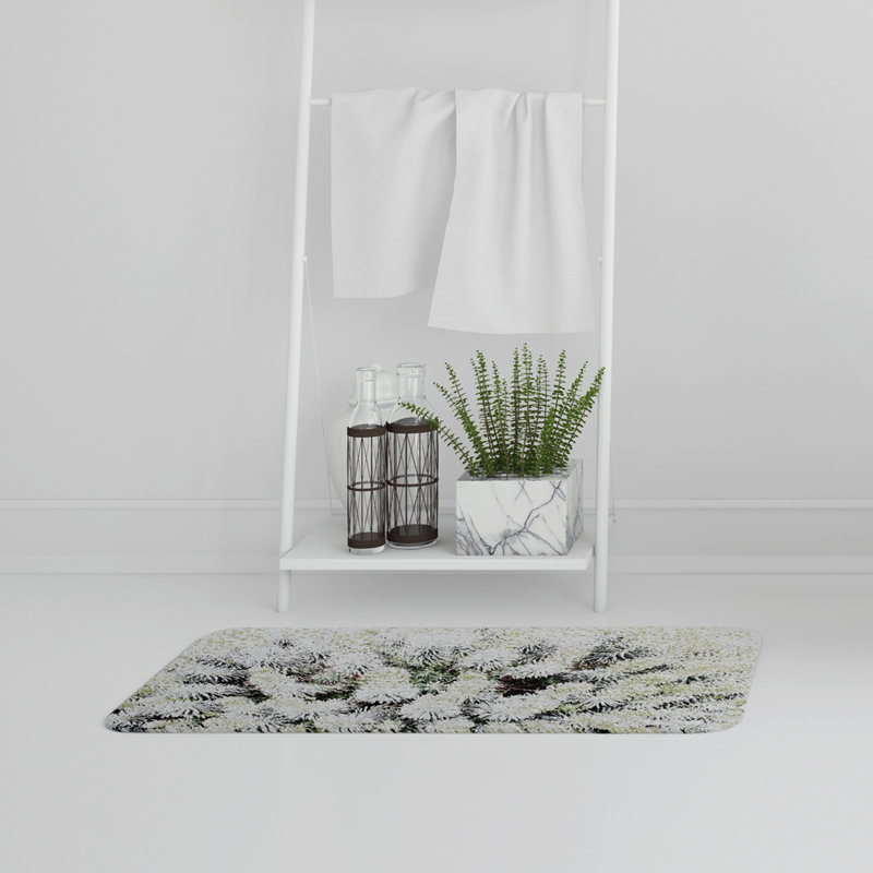 Pelfrey Memory Foam Non-Slip, No Pattern, White, White Beargrass Blooms
