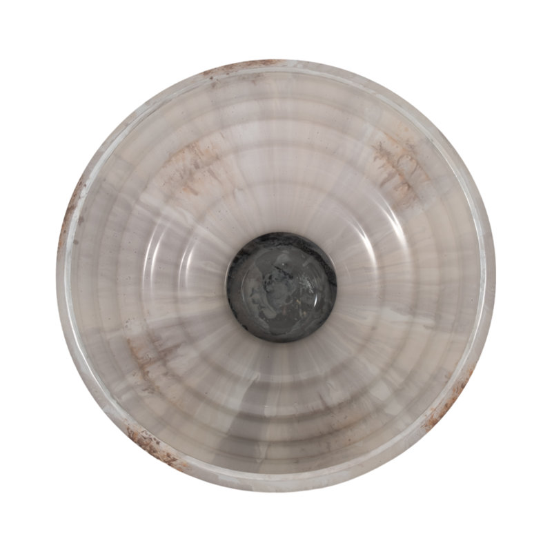 Handmade Glass Decorative Bowl, 7" H x 9" W x 9" D, Ivory