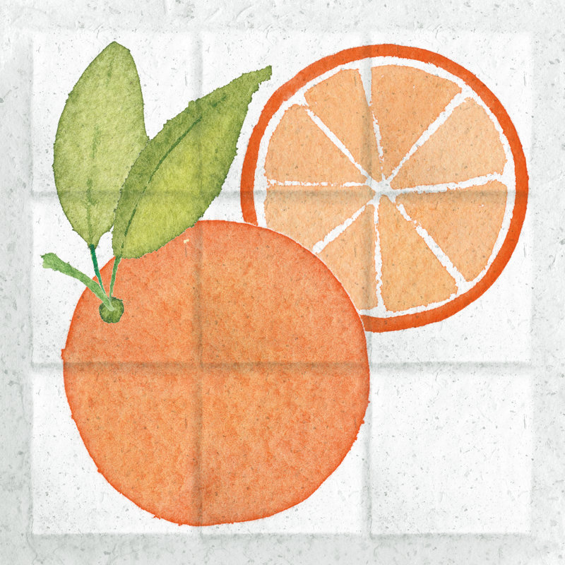 " Citrus Tile V " by Elyse DeNeige Painting Print, 12" H x 12" W