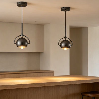 Ensemble de 2 luminaires suspendus modernes noirs, luminaires suspendus à DEL à intensité variable, plafonniers réglables pour îlot de cuisine, salle à manger, chambre à coucher et bar