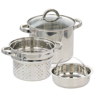 Ceramic Coated Aluminum 6qt Lidded Stock Pot with Steamer Insert - Made By  Design 6 qt