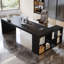 Bureau de direction en bois massif noir en forme de L-2075874001-2075874000