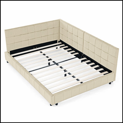 Structure de canapé-lit capitonné rembourré avec dossier et accoudoirs confortables, parfait pour la chambre à coucher et le salon en velours