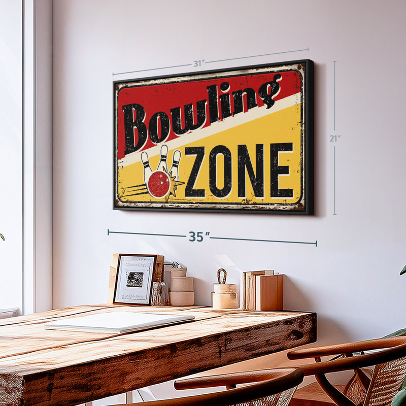 " Bowling Zone Sign Canvas Print ", 21" H x 31" W