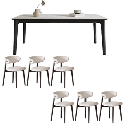 Ash wood rectangular rock plate dining table