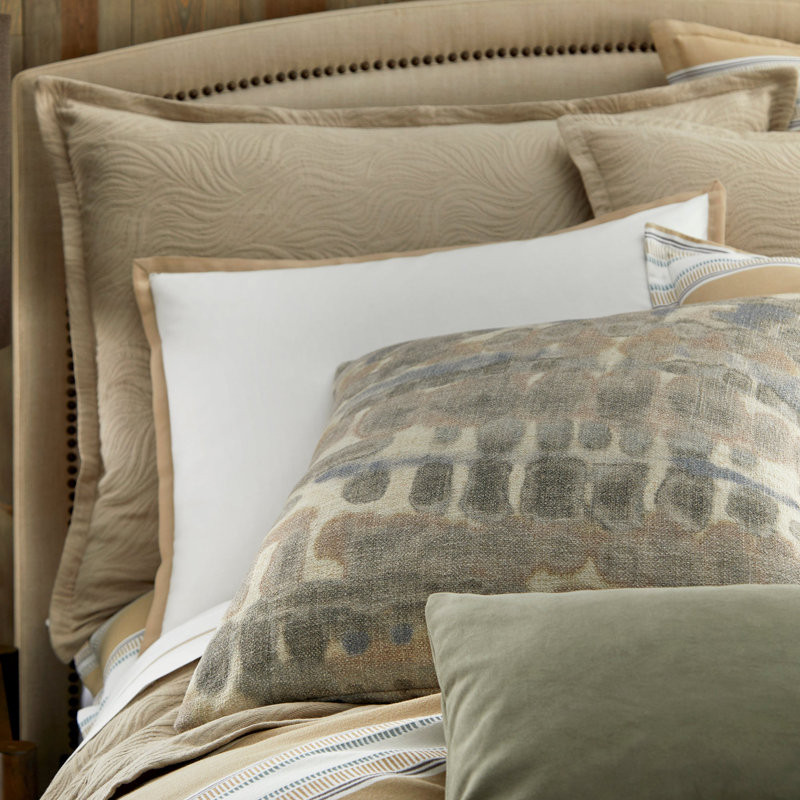 Coussin sous le courant imprimé en polyester | Lin fait sur commande, Carré 26 po