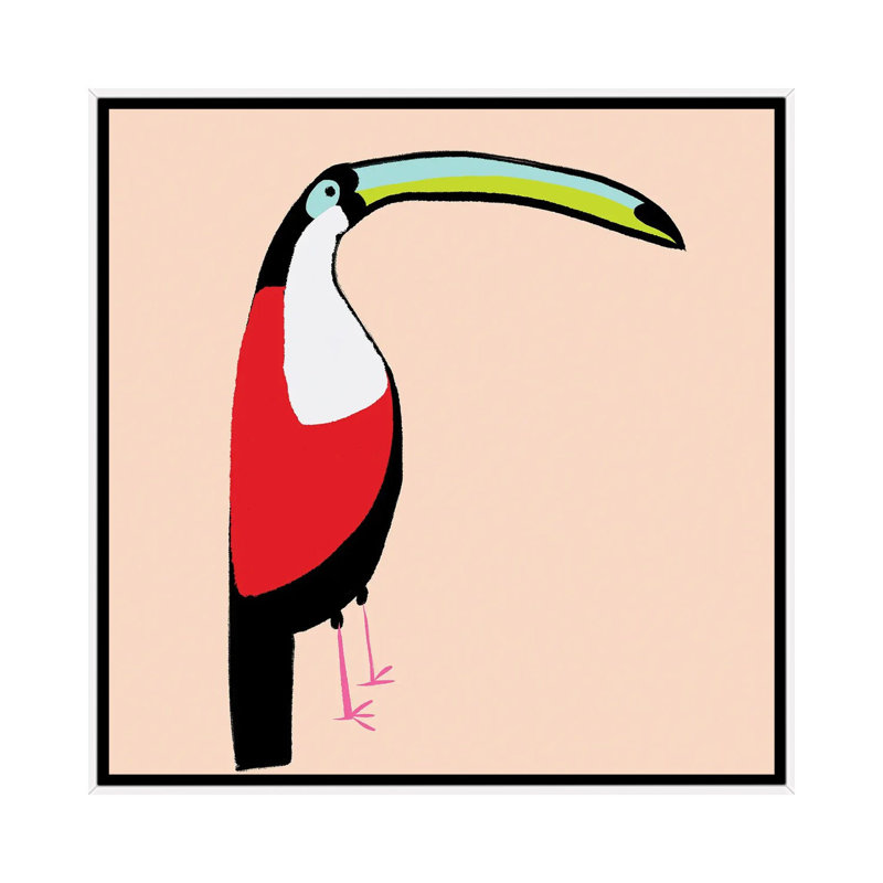 Abstract Toucan by Susan Bryant - Print on Canvas, White Framed Canvas, 66.04 cm H x 66.04 cm W