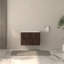 Meuble-lavabo mural flottant 30 po avec lavabo intégré, deux tiroirs, armoire en noyer foncé, construction, rangement spacieux, installation rapide pour les petits tiroirs et céramique blanche