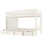 Lit superposé simple au-dessus de simple ivoire avec tiroirs de rangement Armoire encastrée en bois massif-980955334