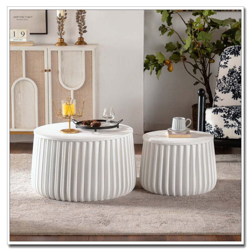 Ensemble de tables de rangement rondes blanches