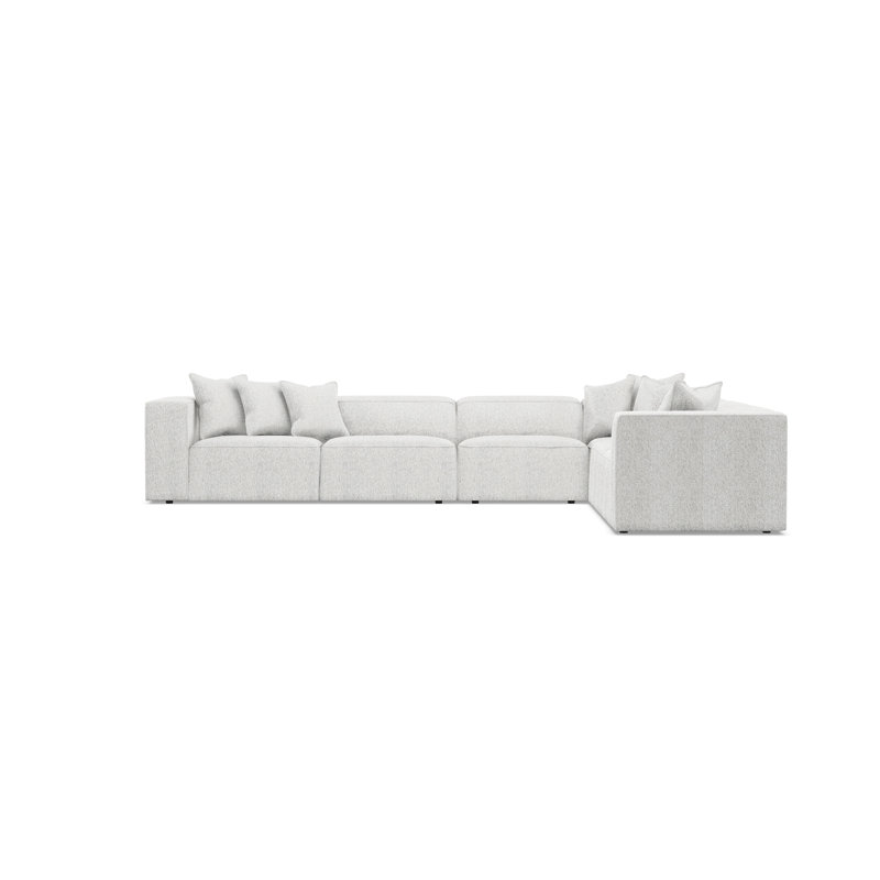Bliss Sectional, White Polyester, 28" H x 160.5" W x 123.5" D