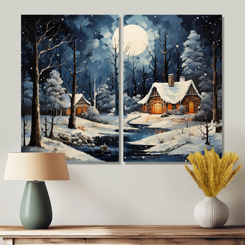 Décorations de Noël hiver chalet de campagne II - paysages d'hiver, H 36 po x l 48 po, Toile tendue, Ne s’applique pas