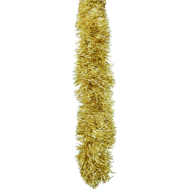 Gold Extra Fluffy Outdoor Christmas Tinsel Garland, 25 ft