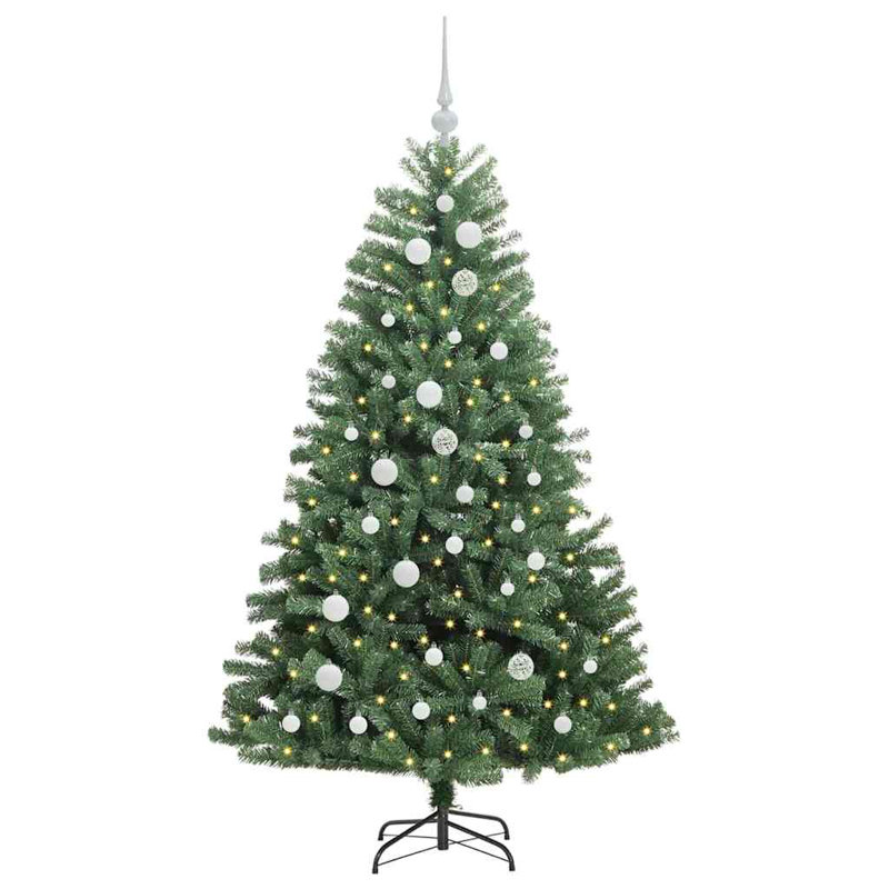 Artificial Hinged Christmas Tree Green PVC and Metal, 4.92 ft