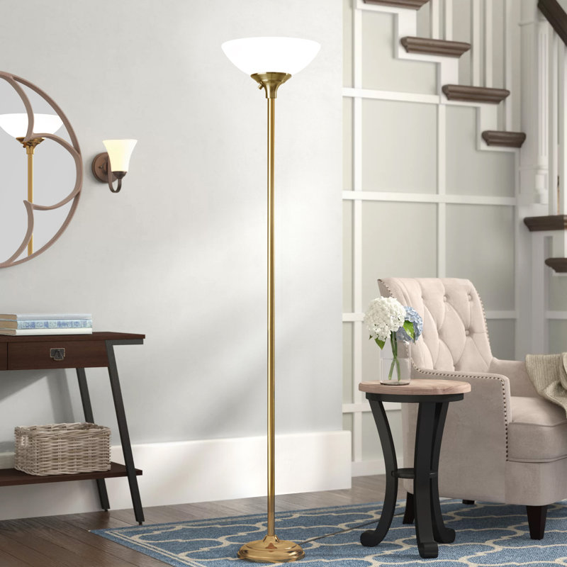 Wendelgard 71'' Torchiere Floor Lamp, Antique Brass