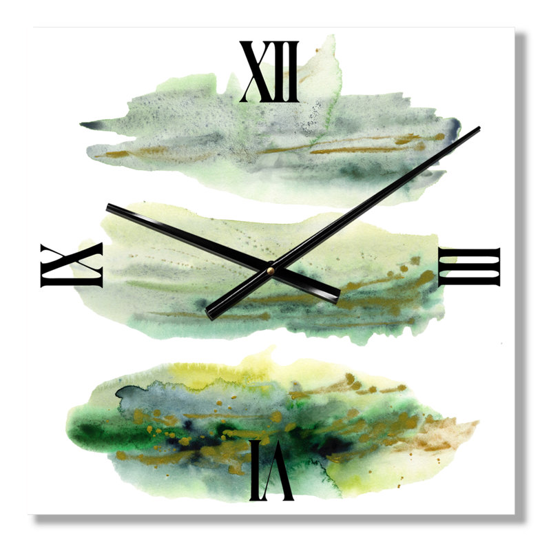 Horloge murale Golden Abstract Clouds with Points II, Moyen