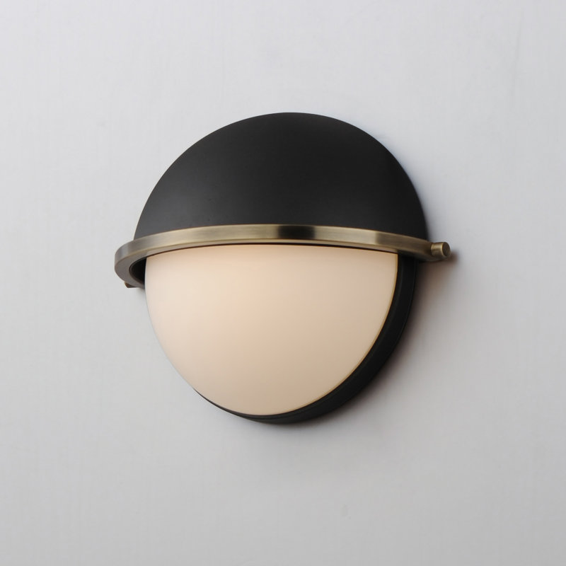Duke Flush Mounted Sconce, Black/Weathered Brass
