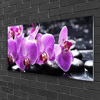 Floral Flower Stones - No Frame Print on Glass