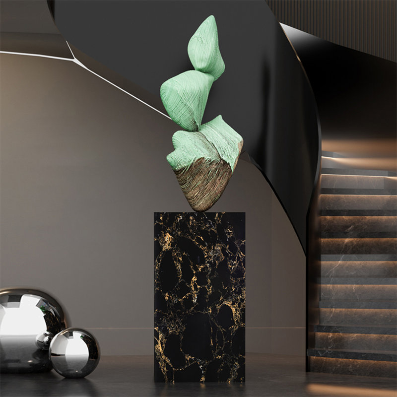 Objet décoratif en plastique renforcé de fibres de verre vert et noir, Vert / noir