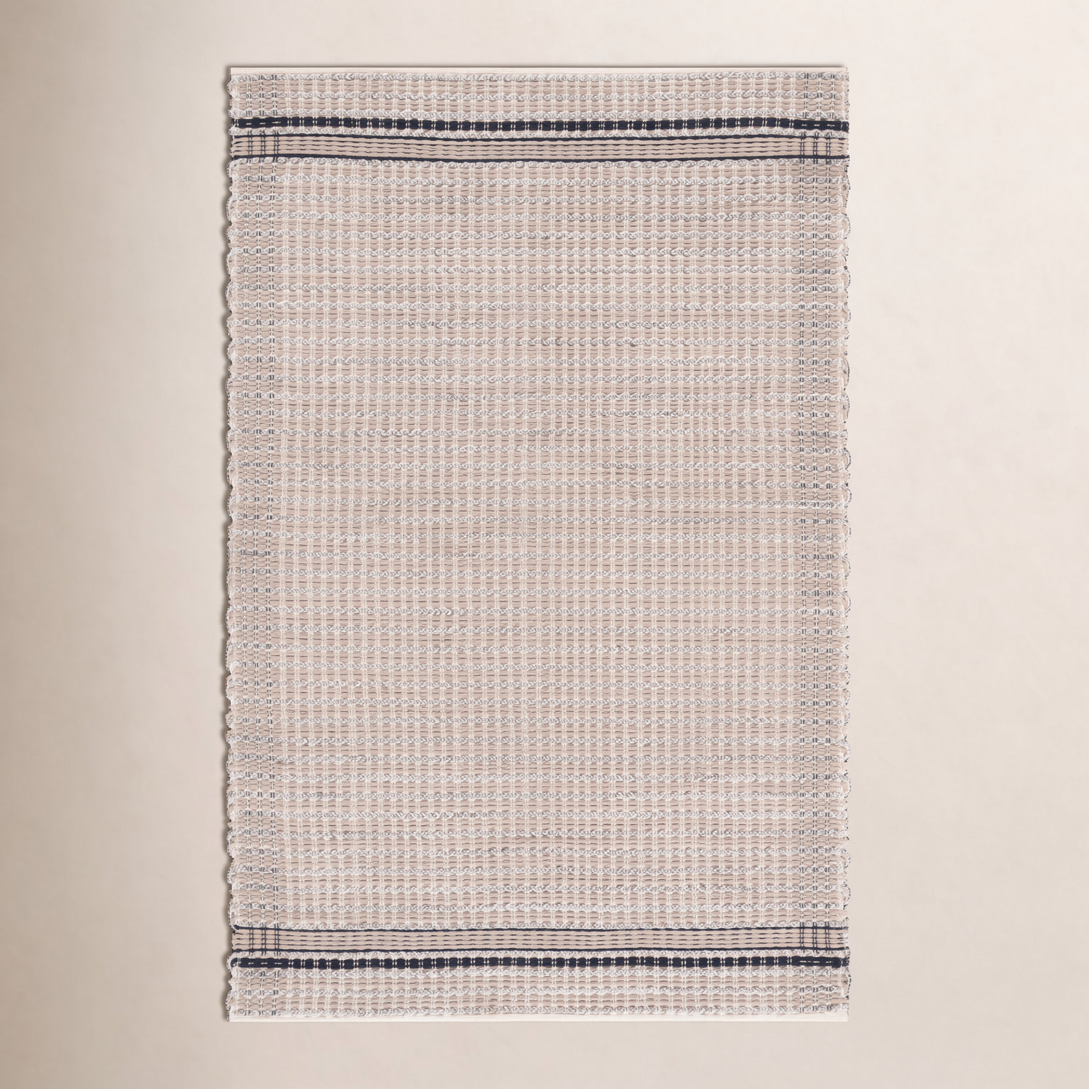 Braided 763 Hand Woven Cotton Pile Striped Rug, Rectangle 5' x 8'