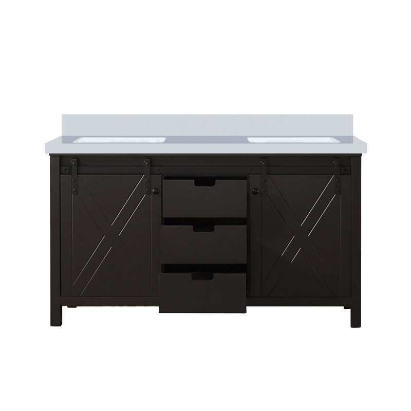 Marsyas 60 in W x 22 in D Double Bath Vanity Top, Ash Gray, White Cultured Marble