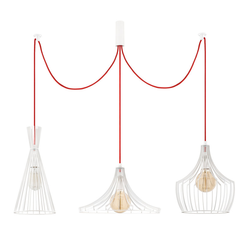 3 - Light Cluster Pendant, White/Red, White