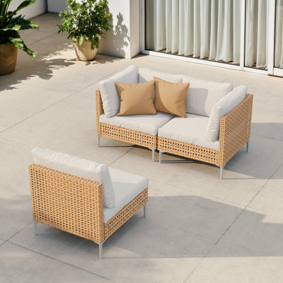 Wicker 3-Seat Sectional Sofa with Cushions